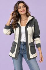 Graue Kapuzenjacke im Panel-Design