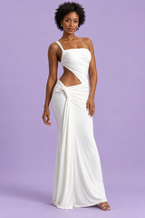 Asymmetrisches Maxikleid in Weiß mit Wickelrock