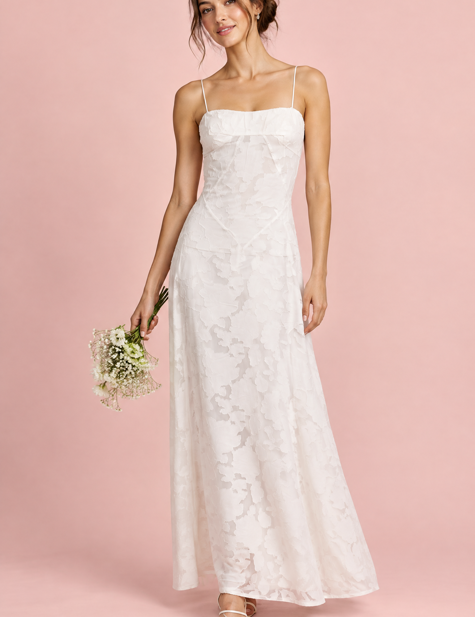 Robe longue fleurie blanche | Vue de face | Lounelle Paris