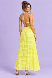 Robe longue plissée jaune | Vue de dos | Lounelle Paris