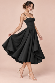 Robe bustier midi noire | Vue de dos | Lounelle Paris