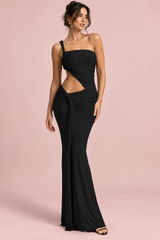 Asymmetrisches Cut-out-Kleid in Schwarz