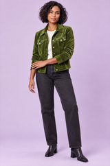 Hemdjacke in Oliv mit aufgesetzten Taschen