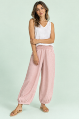 Rosa Cropped-Hose mit weitem Bein