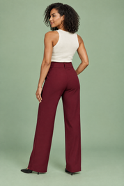 Pantalon bordeaux large à taille basse | Vue de dos | Lounelle Paris