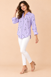 Chemise oversize lavande à imprimé cachemire | Vue de dos | Lounelle Paris