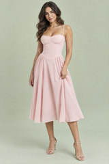 Rosa Bustier-Midikleid
