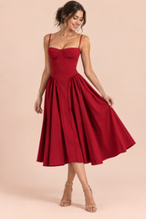 Rotes Bustier-Midikleid