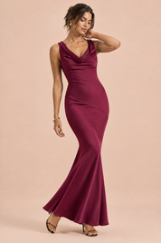 Robe longue asymétrique torsadée rose | Vue en mouvement | Lounelle Paris