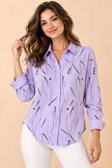Lavendelfarbenes Oversize-Paisleyhemd