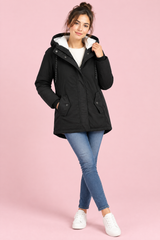 Oversize-Parka mit Kapuze in Schwarz