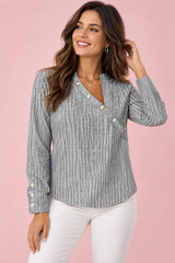 Gestreifte asymmetrische Bluse in Grau