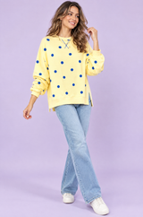 Oversize-Sweatshirt mit Polka-Dots in Gelb