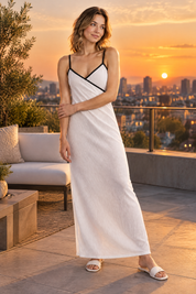 Robe longue blanche dos nu | Deuxième photo lifestyle | Lounelle Paris