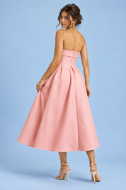 Robe midi patineuse bustier rose | Vue de dos | Lounelle Paris