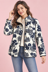 Offwhite Steppjacke mit hohem Kragen
