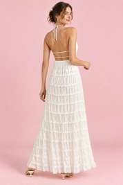 Robe longue plissée blanche | Vue de dos | Lounelle Paris