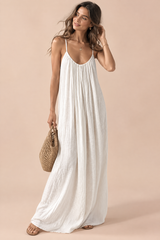 Fließendes rückenfreies Maxikleid Offwhite
