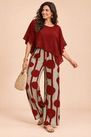 Ensemble pantalon rouge à pois | Porté sur une autre silhouette | Lounelle Paris