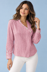Gestreifte asymmetrische Bluse in Pink