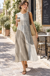 Robe midi écrue à imprimé floral | Photo lifestyle | Lounelle Paris
