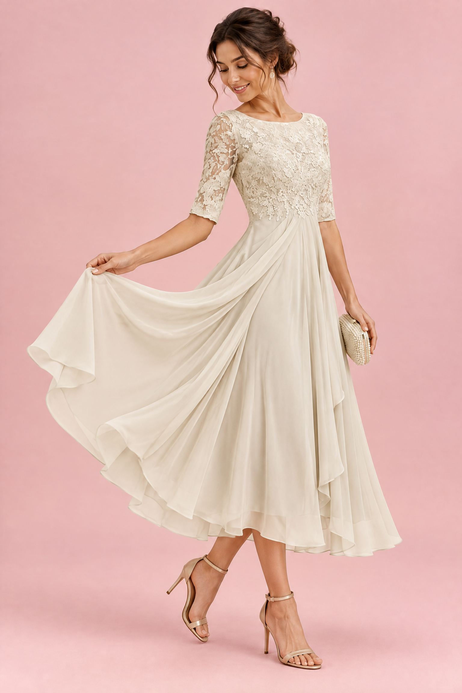 Robe en mousseline à corsage brodé ivoire | Vue de dos | Lounelle Paris