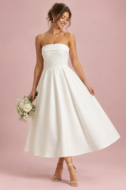 Robe midi patineuse bustier blanche | Vue de face | Lounelle Paris