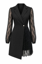 Robe blazer noire manches en dentelle | Lounelle Paris