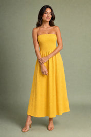 Robe bustier épaules dénudées | Variante Jaune | Lounelle Paris