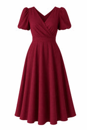Robe col V croisé manches bouffantes | Lounelle Paris