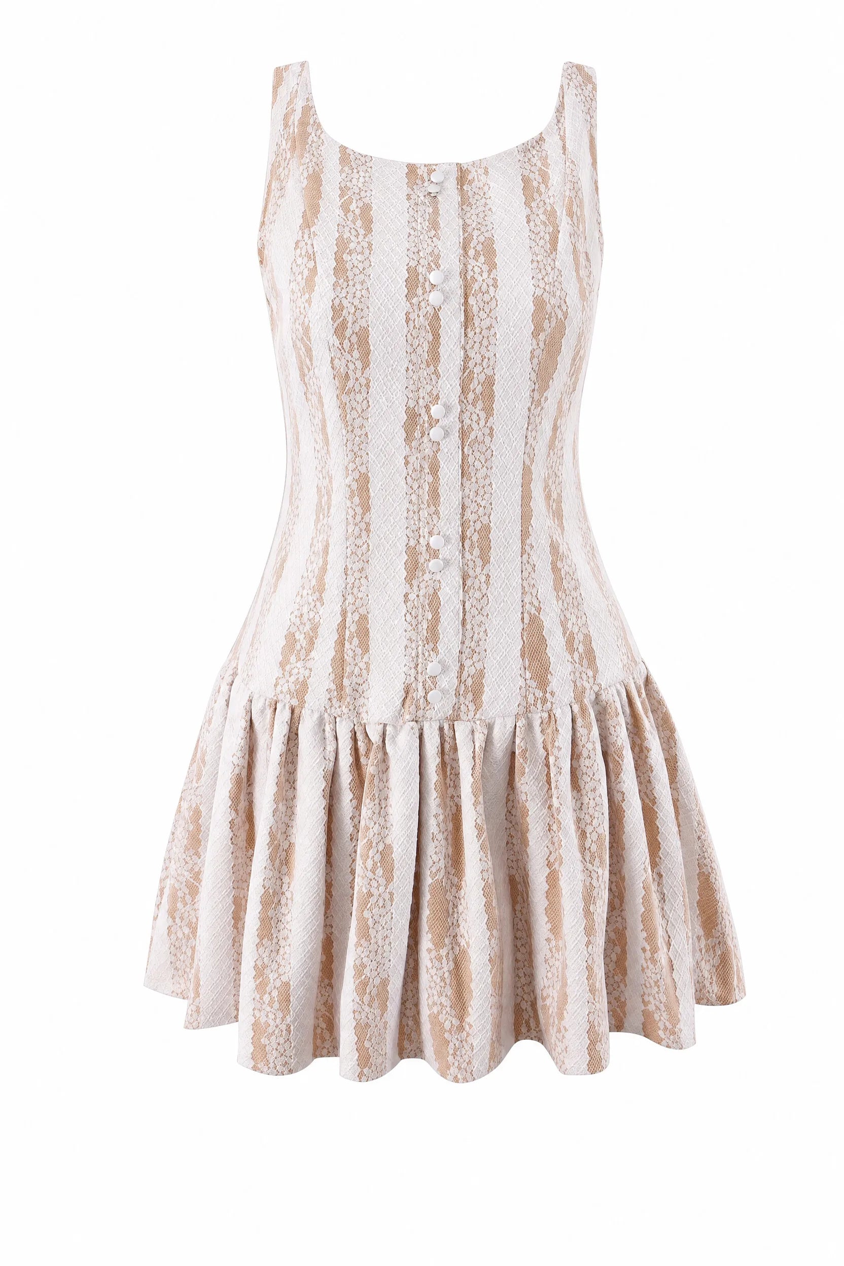 Robe en dentelle beige sans manches | Lounelle Paris