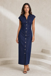 Robe en jean bleu col chemise | Lounelle Paris