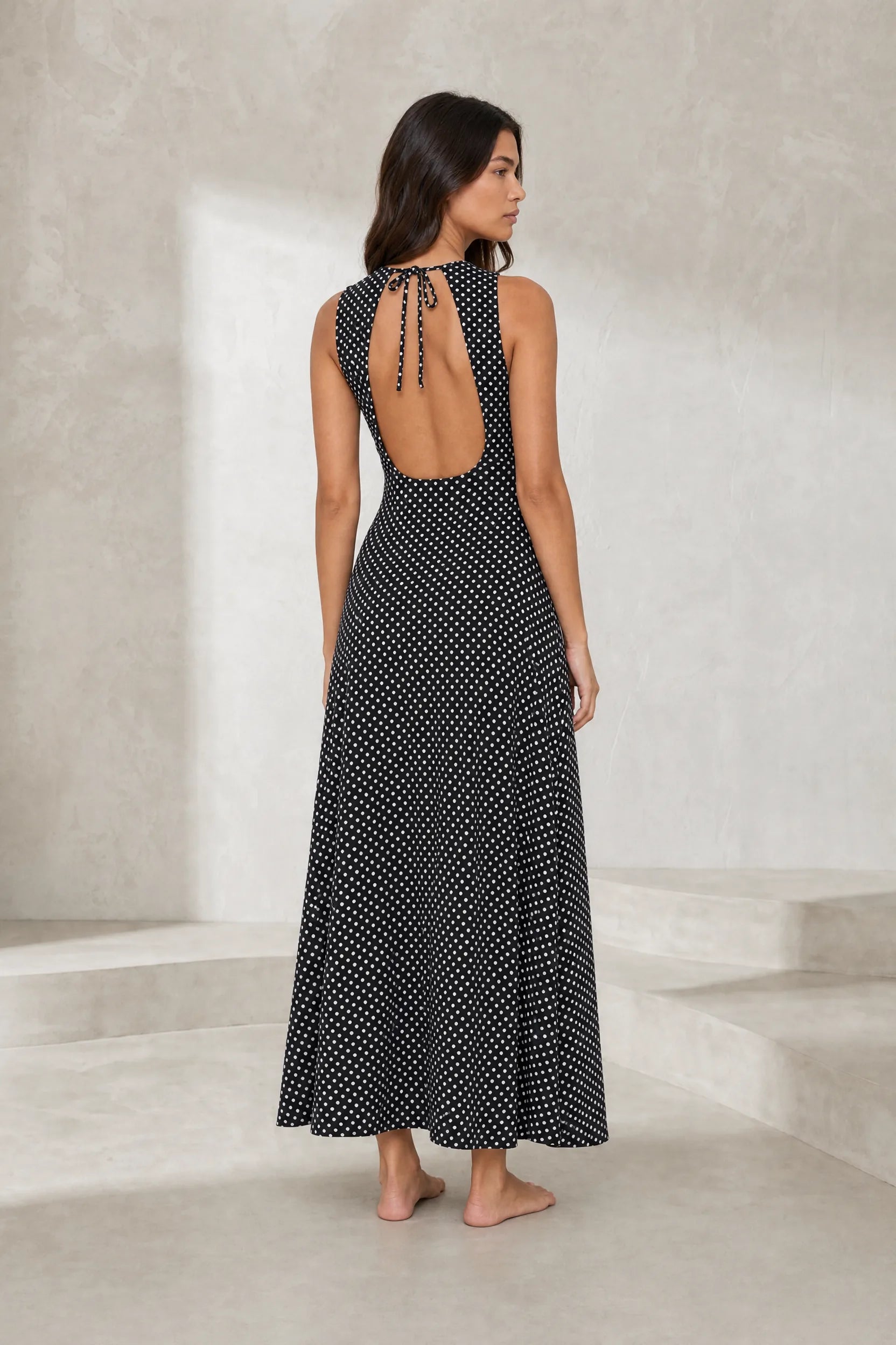 Robe longue à pois dos nu | Lounelle Paris
