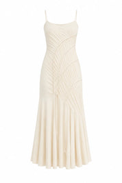 Robe longue abricot à bretelles froncée | Lounelle Paris