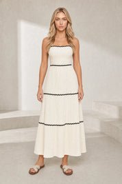 Robe longue abricot bretelles dos noué | Lounelle Paris