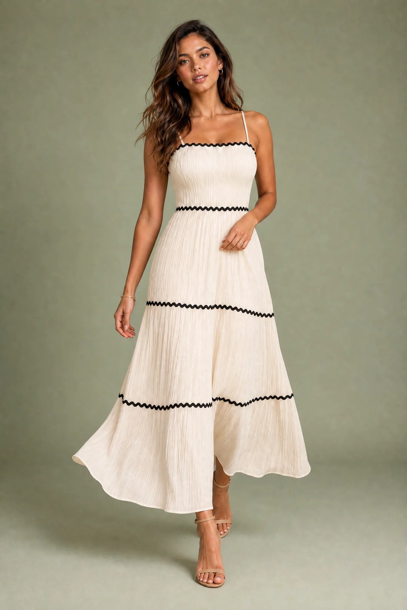 Robe longue abricot bretelles dos noué | Vue en mouvement | Lounelle Paris