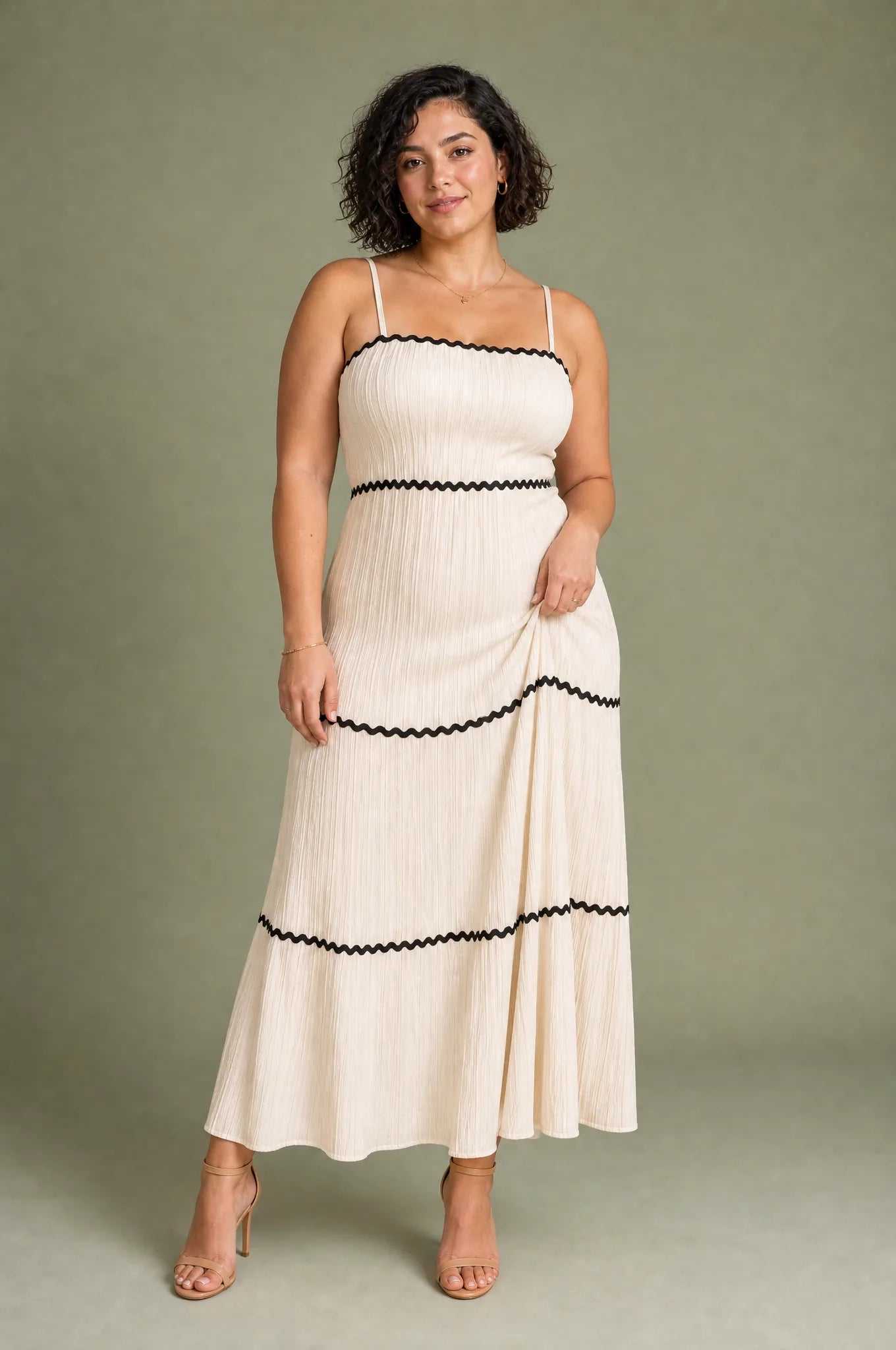 Robe longue abricot bretelles dos noué | Porté sur une autre silhouette | Lounelle Paris