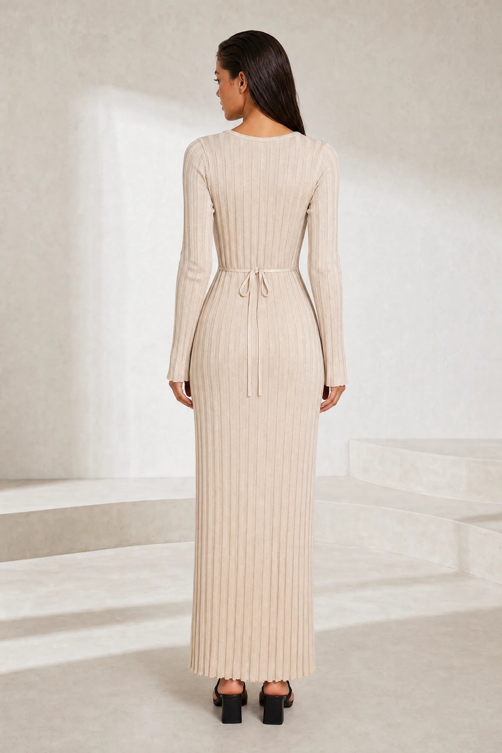 Robe longue abricot col V | Lounelle Paris
