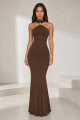 Robe longue ajustée col licou