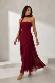 Robe longue asymétrique avec tour de cou | Lounelle Paris