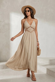 Robe longue Beige col halter | Lounelle Paris