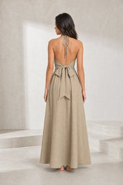 Robe longue Beige col halter | Lounelle Paris