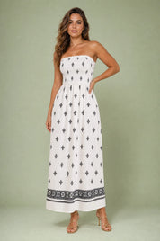 Robe longue blanche bandeau dos nu | Vue de face | Lounelle Paris