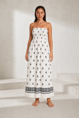 Robe longue blanche bandeau dos nu