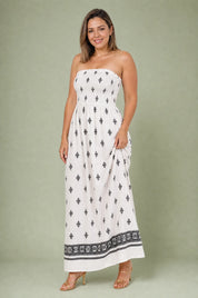 Robe longue blanche bandeau dos nu | Porté sur une autre silhouette | Lounelle Paris