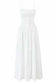Robe longue blanche bretelles dentelle | Lounelle Paris