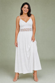 Robe longue blanche en dentelle | Porté sur une autre silhouette | Lounelle Paris