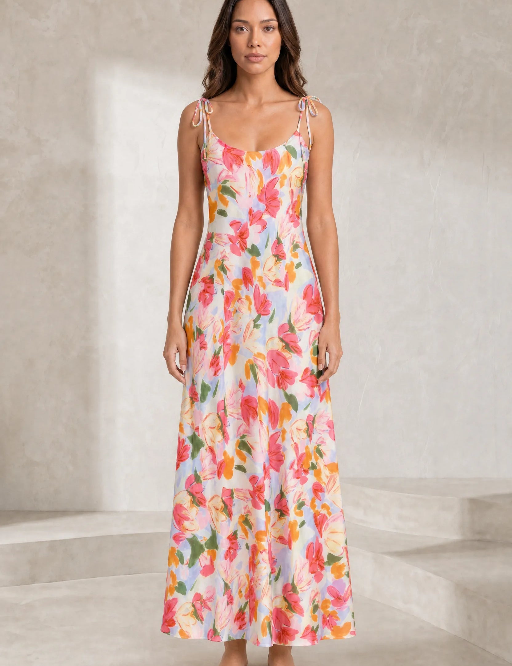 Robe longue bleue à bretelles | Lounelle Paris