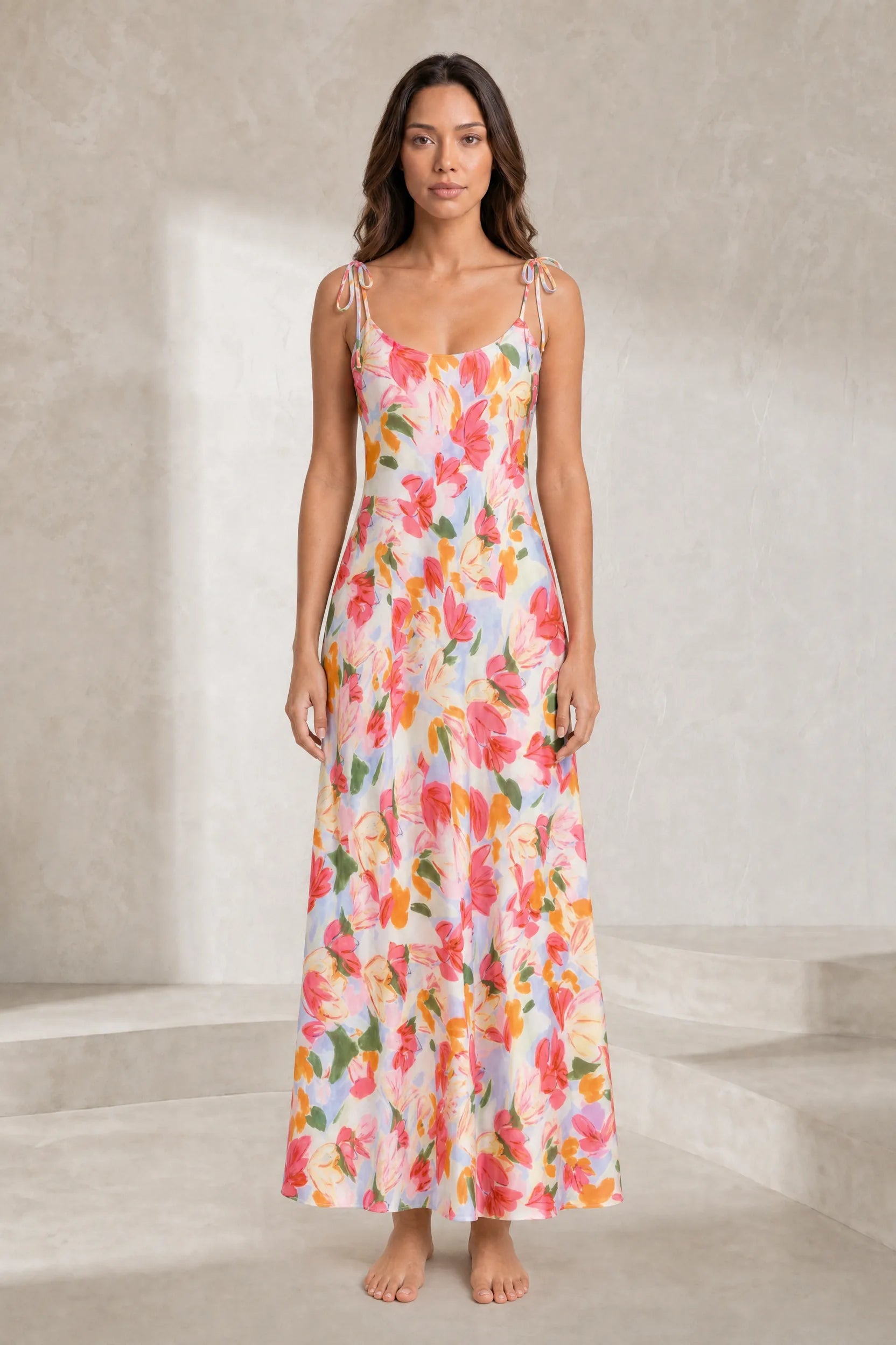 Robe longue bleue à bretelles | Lounelle Paris
