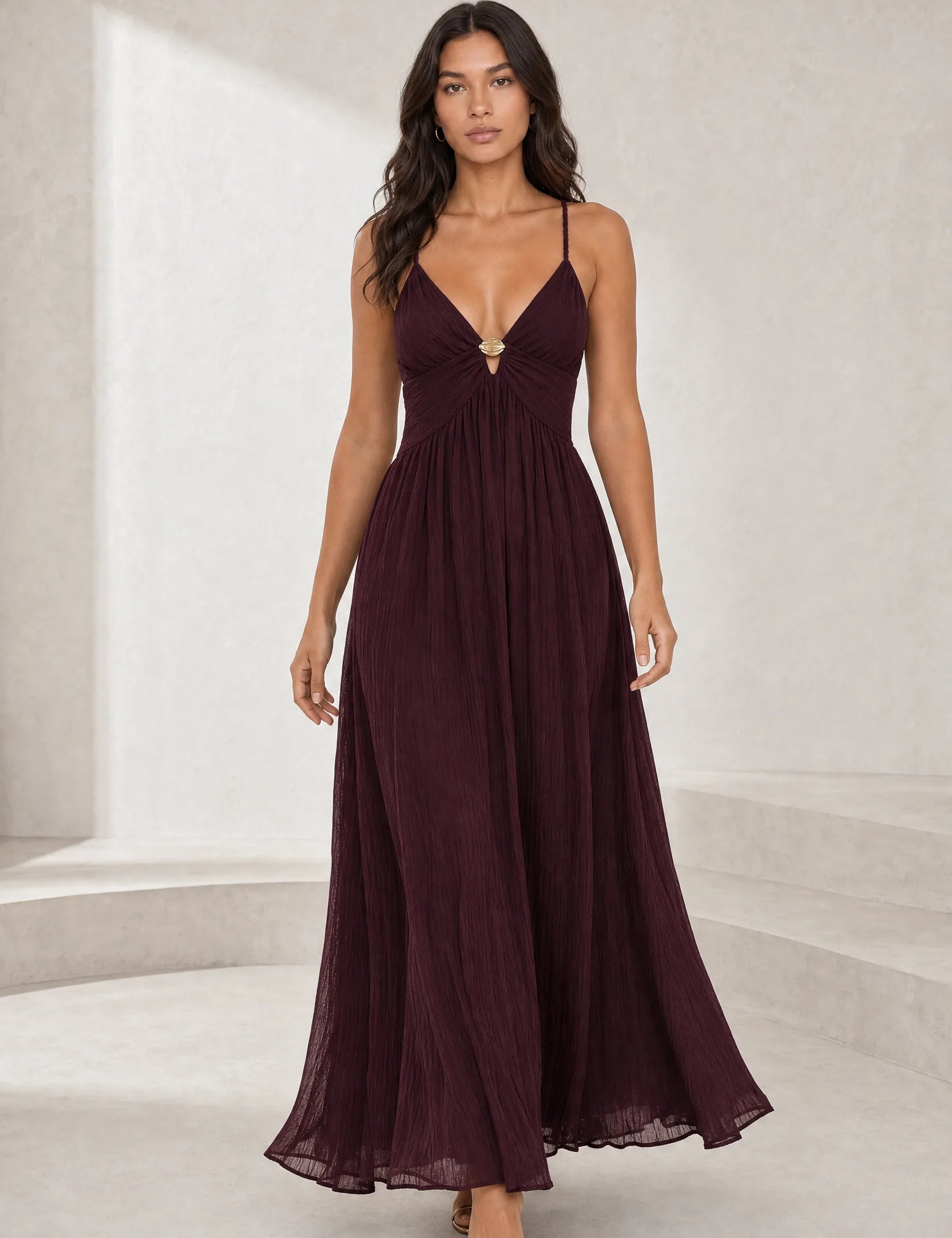 Robe longue bordeaux dos nu | Lounelle Paris